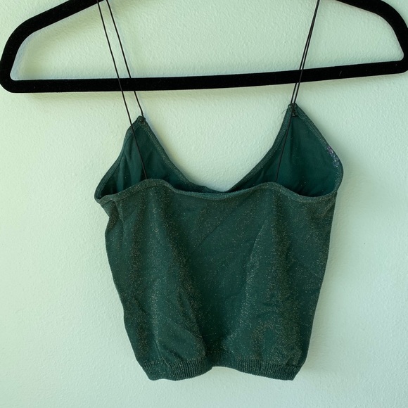 Free People Forest Green and Metallic Thread Top - Picture 7 of 7
